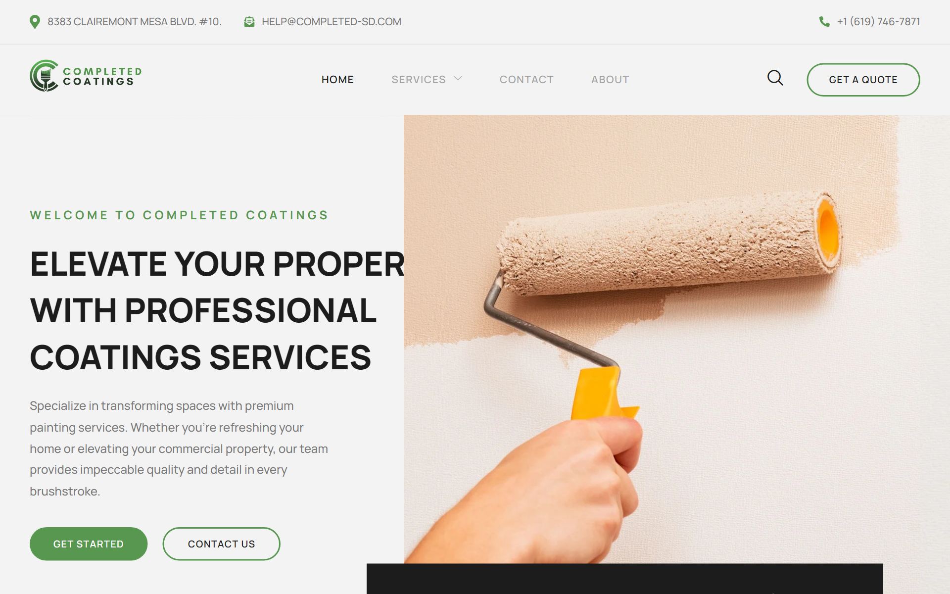 Completed Coatings website preview
