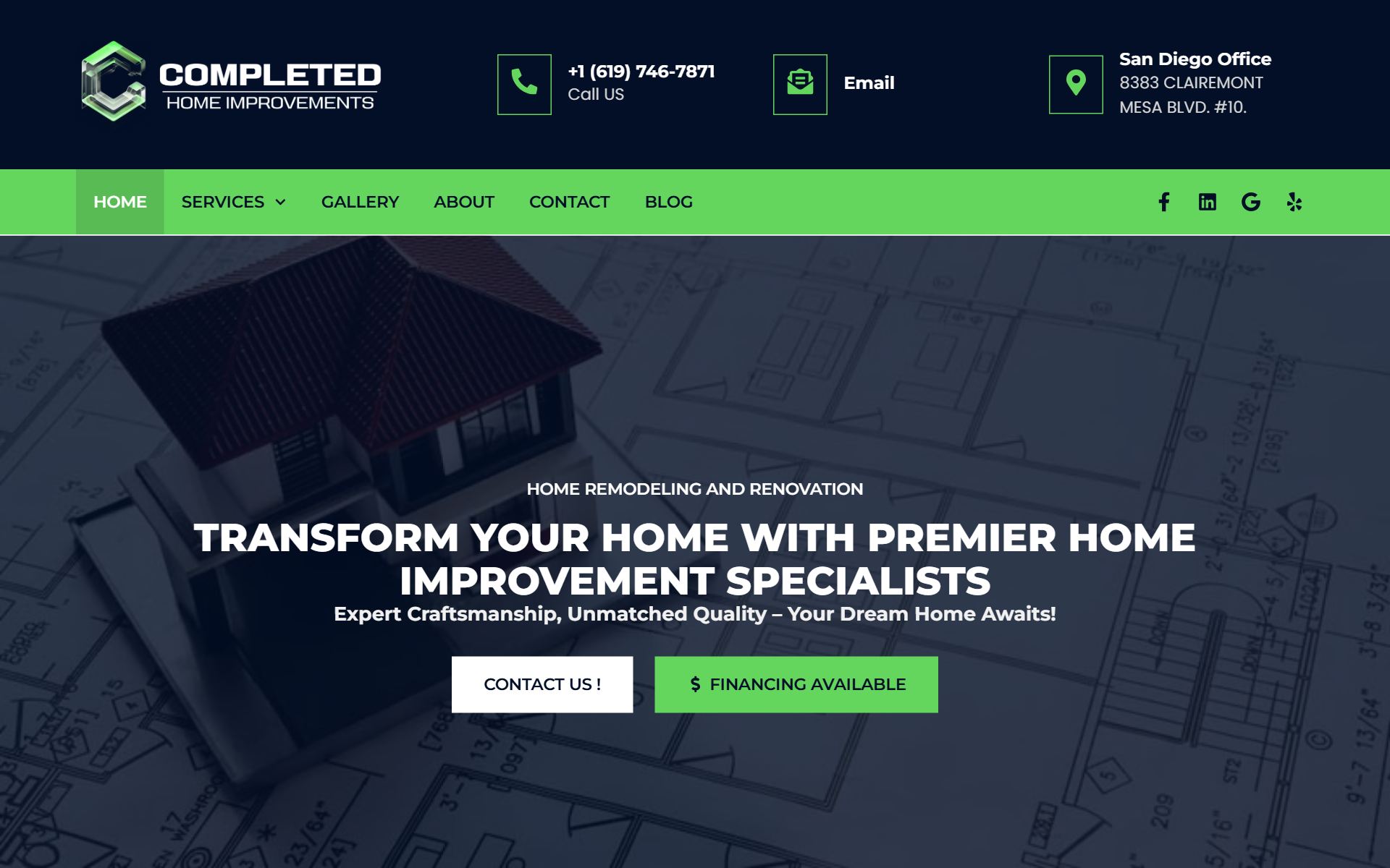 Completed website preview