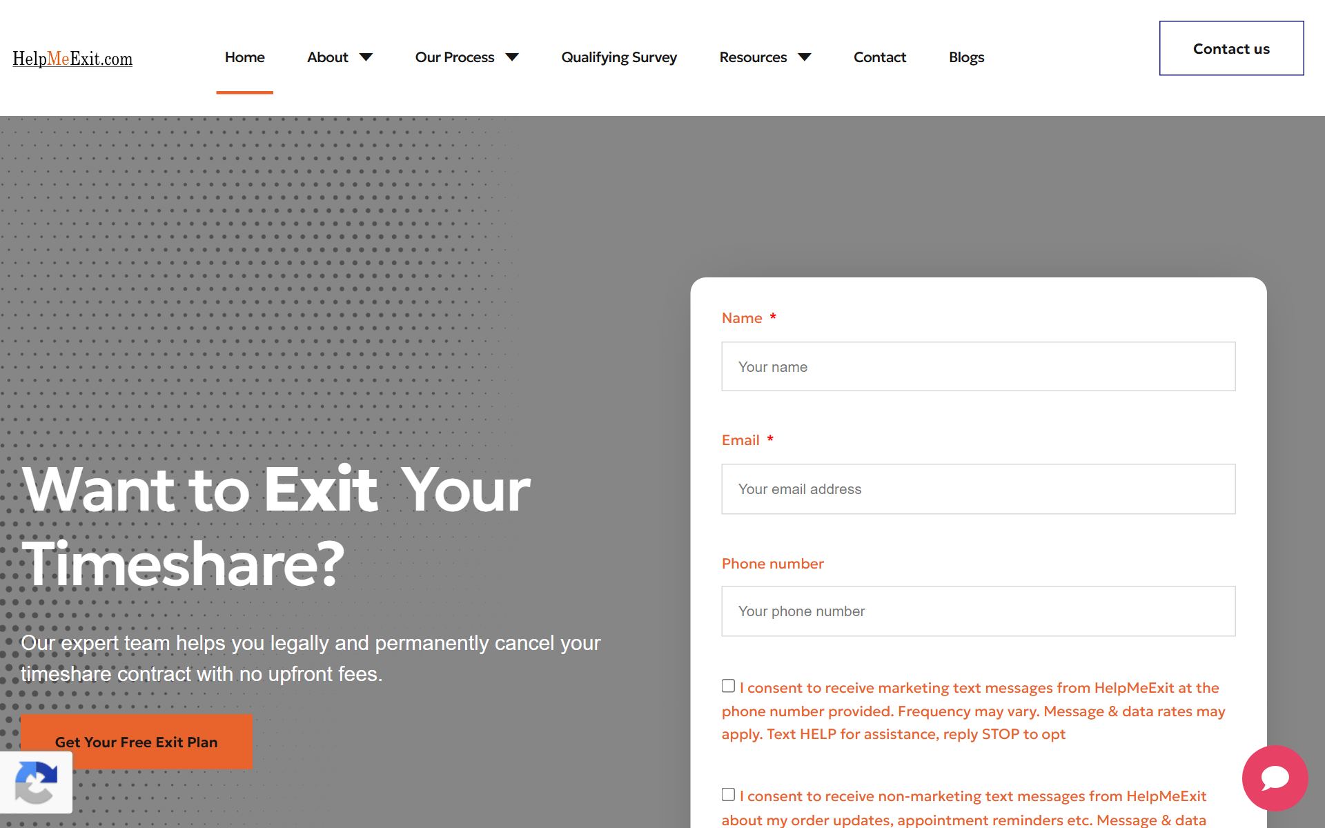 Help Me Exit website preview