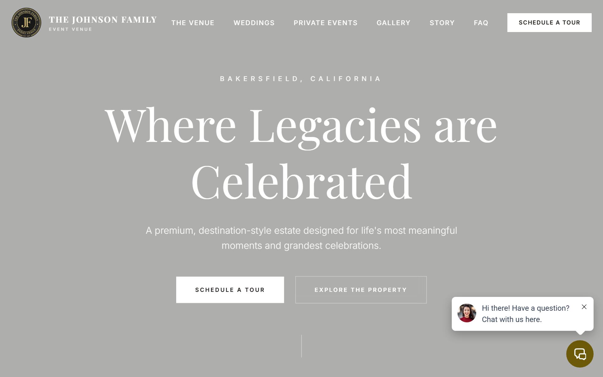 Johnson Family Venue website preview