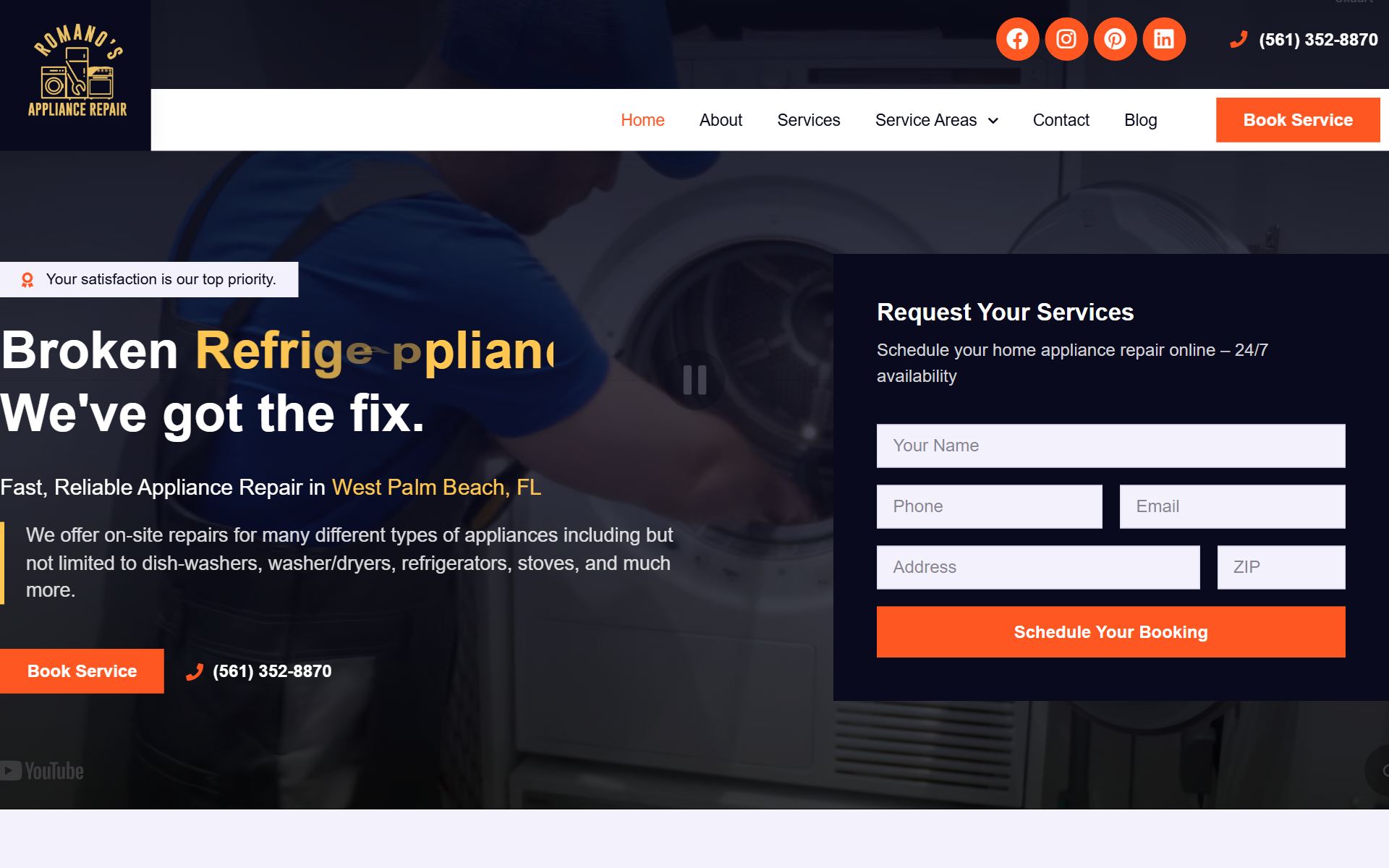 Romano's Appliance Repair website preview