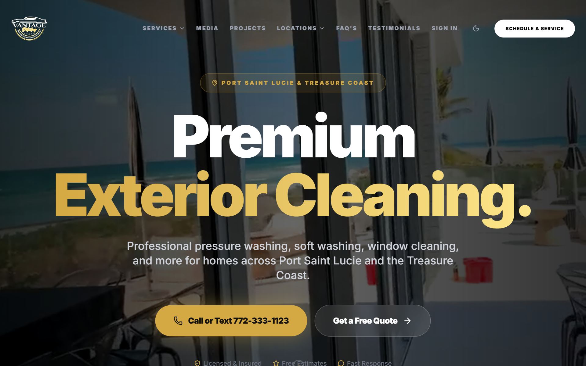 Vantage Pro Wash website preview